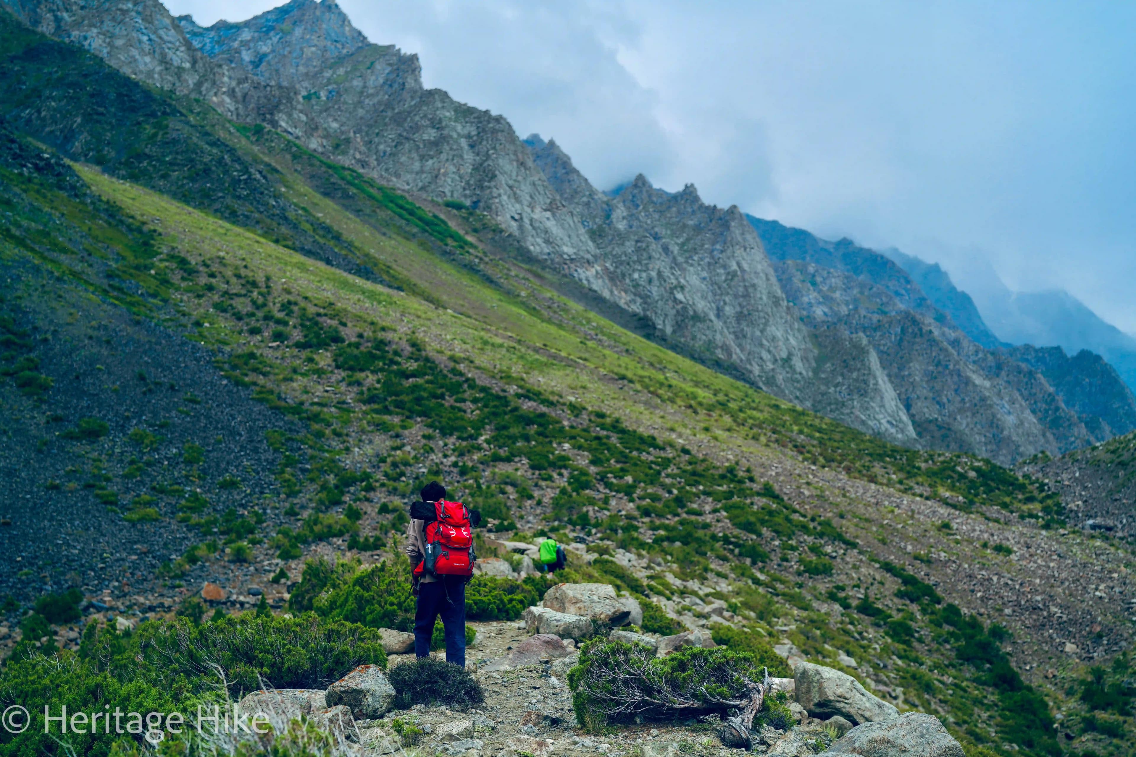 Remote Haramosh Valley in Baltistan with glacial terrain and high Karakoram peaks rising above the valley floor